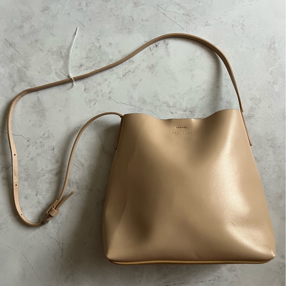 Oat & Fort Cream Snap Button Shoulder Bag Faux Leather - Picture 3 of 12